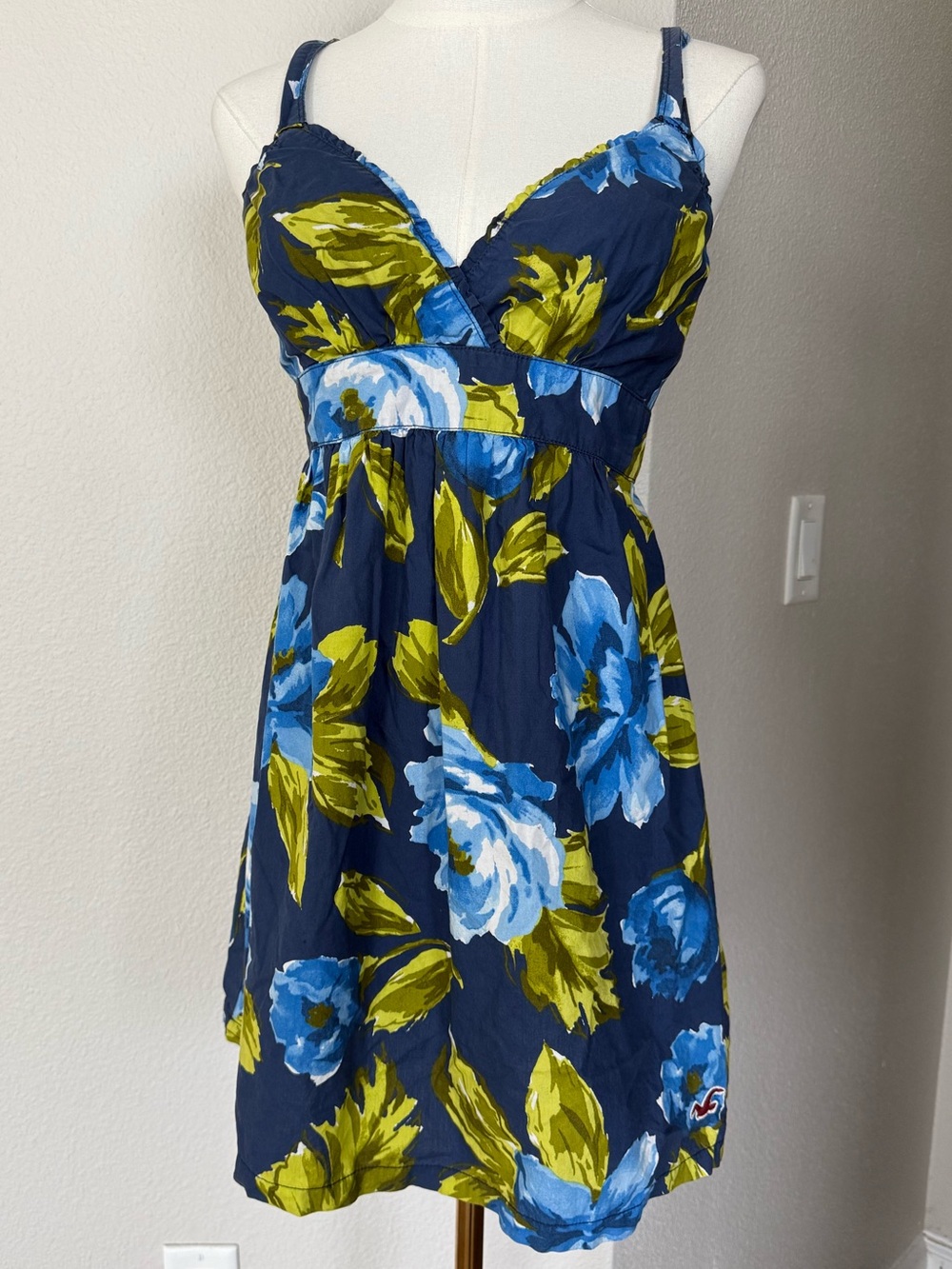 Y2K Hollister Babydoll Floral Smocked 100% Cotton Mini Dress